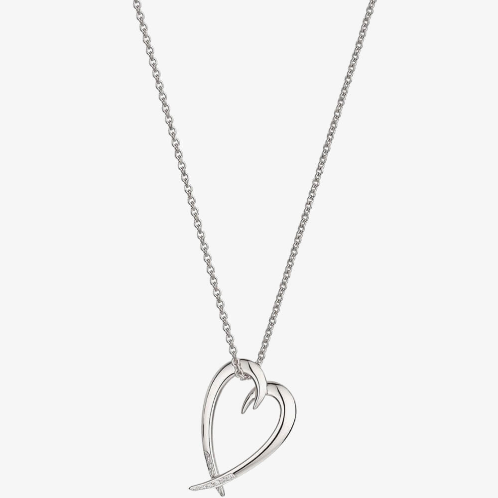 Shaun Leane Hook Sterling Silver Diamond Heart Pendant Necklace SA063.SSWHNOS