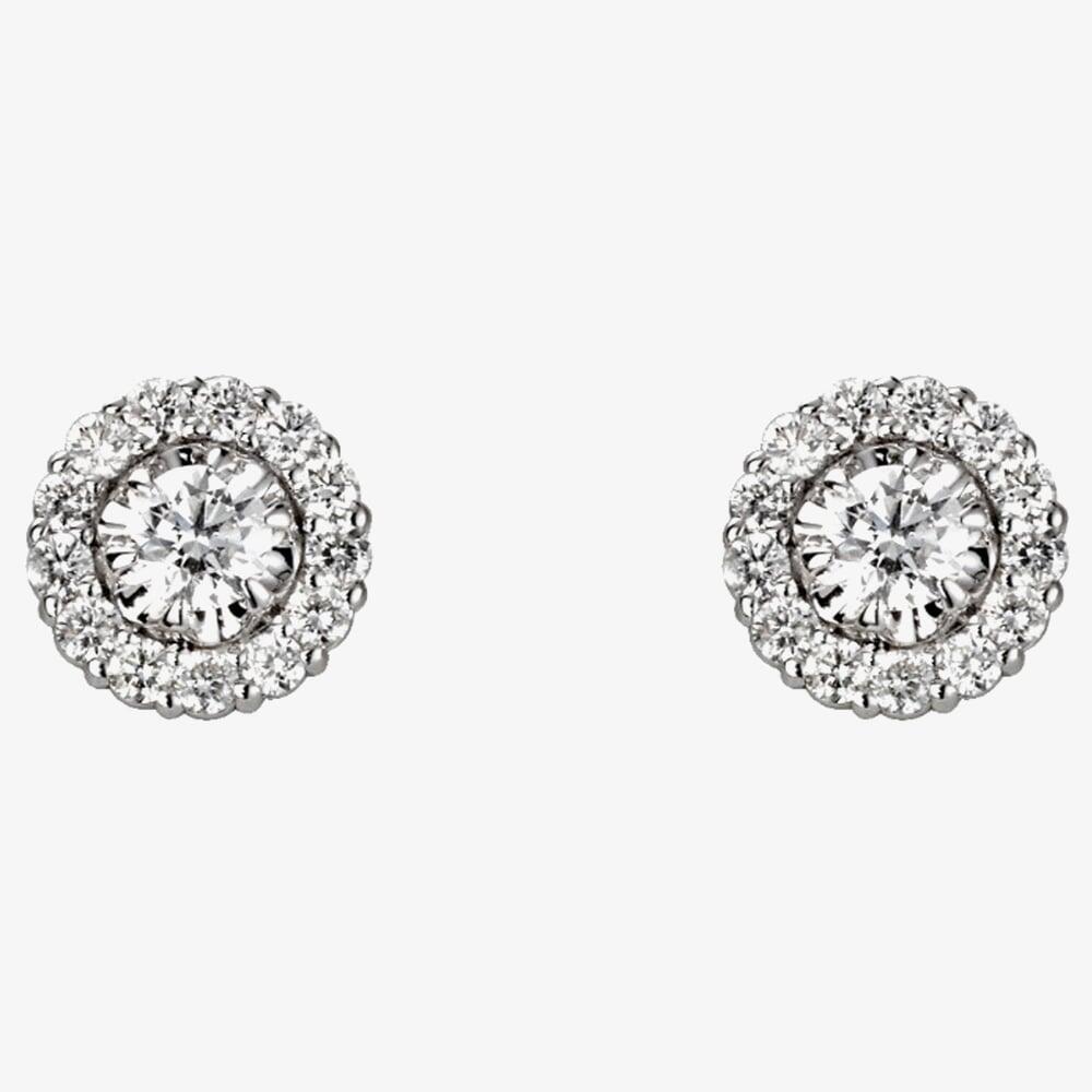 18ct White Gold 0.35ct Diamond Round Cluster Stud Earrings HSE1038(0.35CT)