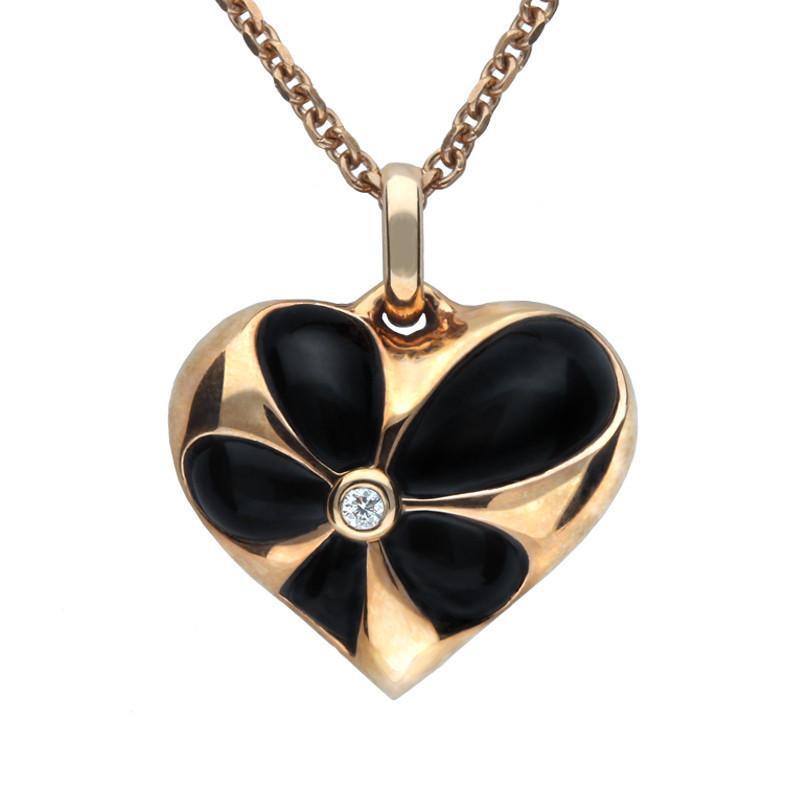 18ct Rose Gold Whitby Diamond Medium Heart Necklace - Option1 Value / Rose Gold