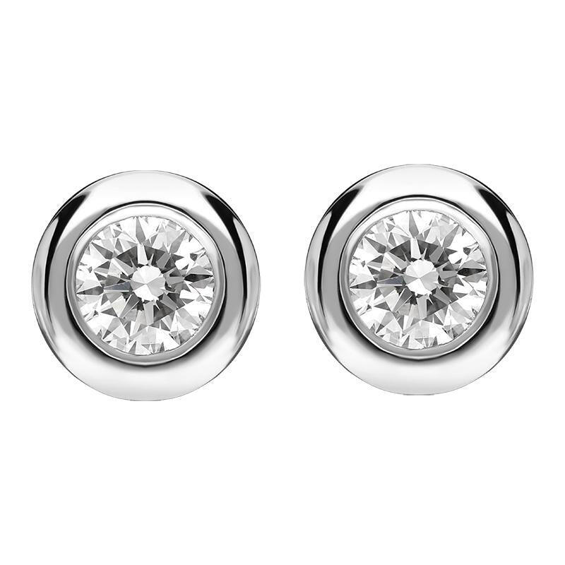 18ct White Gold 0.20ct Diamond Tube Set Round Stud Earrings