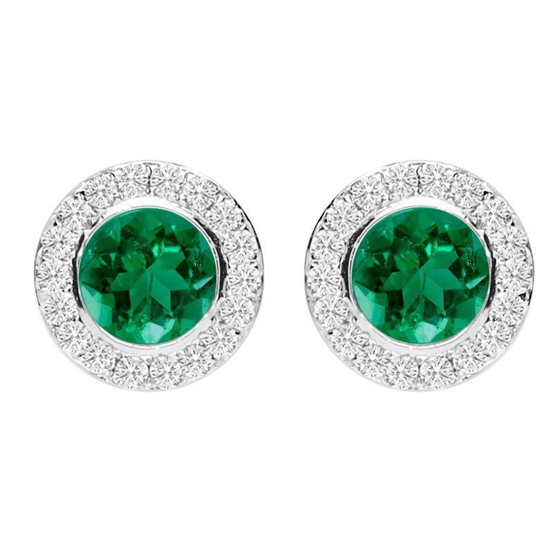 18ct White Gold 0.38ct Emerald Diamond Round Stud Earrings