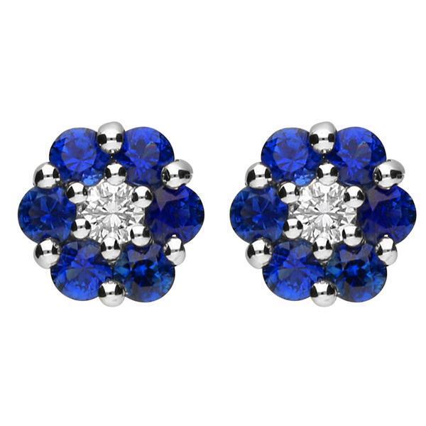 18ct White Gold 0.43ct Sapphire and Diamond Cluster Earrings
