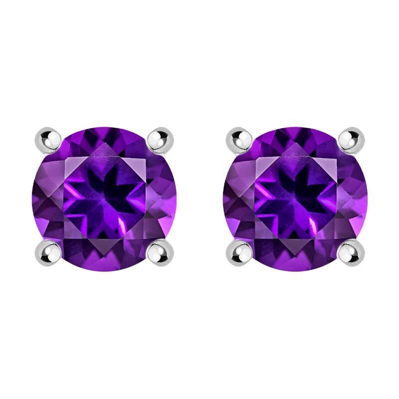 18ct White Gold 0.47ct Amethyst Round Stud Earrings