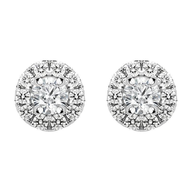 18ct White Gold 0.53ct Diamond Claw Set Pave Round Stud Earrings