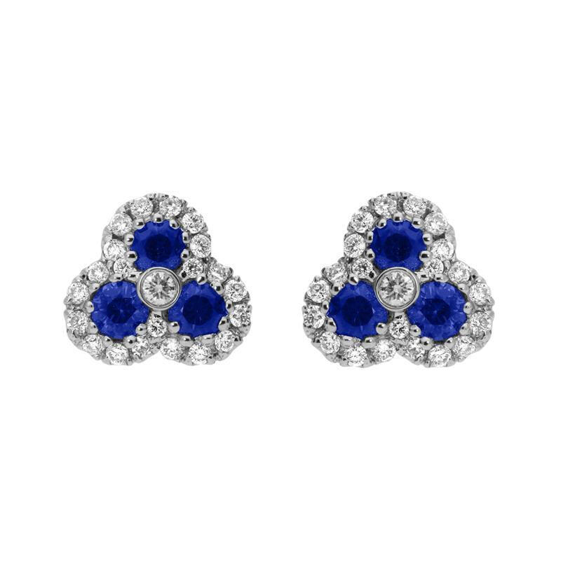 18ct White Gold 0.66ct Sapphire and Diamond Cluster Earrings