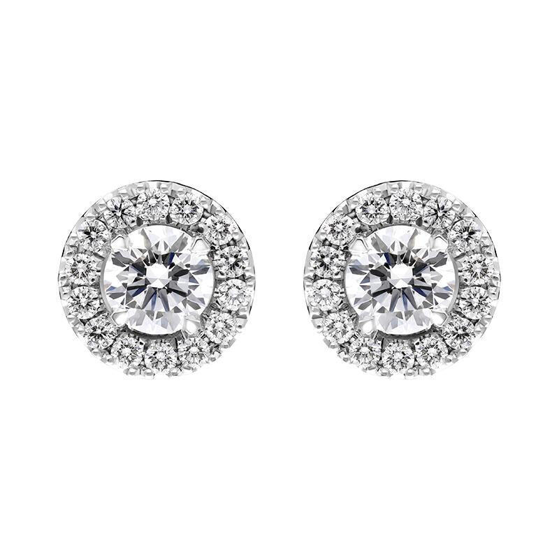 18ct White Gold 0.79ct Diamond Round Cluster Stud Earrings