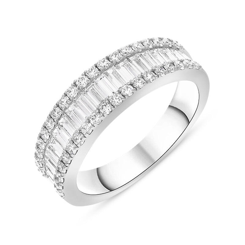 18ct White Gold 1.44ct Diamond Baguette Round Brilliant Cut Eternity Ring - White Gold