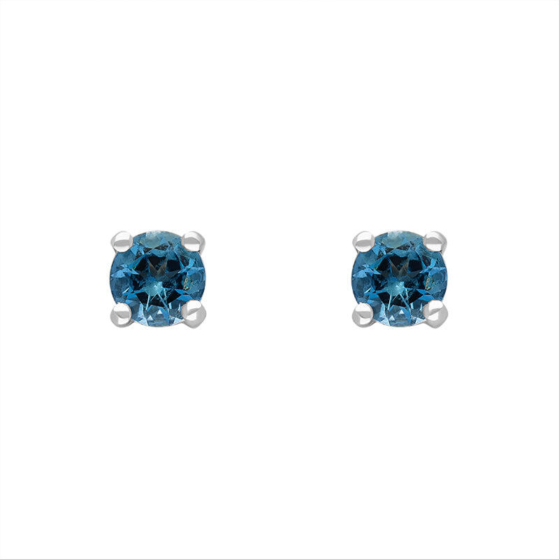 18ct Yellow and White Gold Aquamarine Round Stud Earrings - Gold