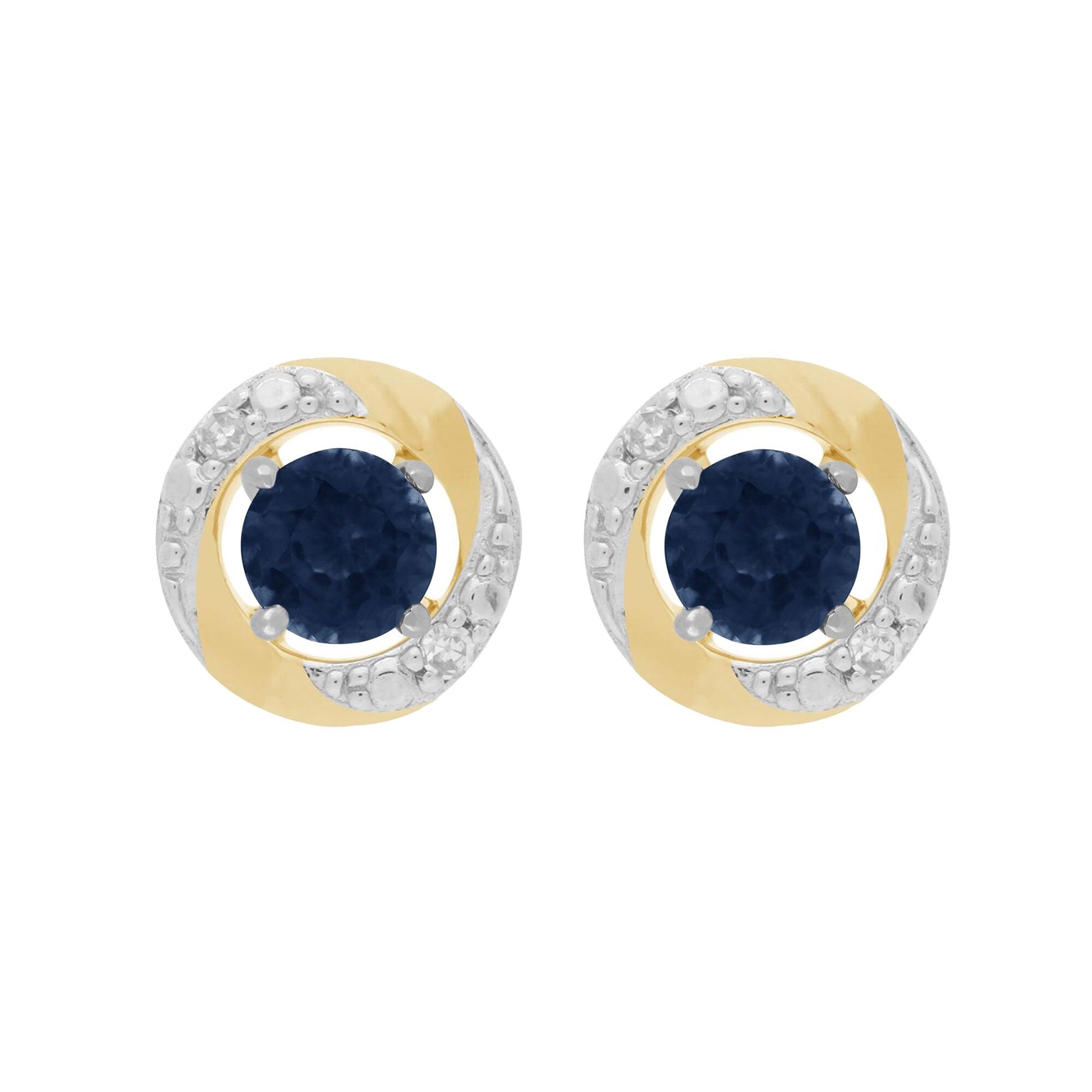 9ct White Gold Blue Sapphire Stud Earrings with Detachable Diamond Halo Ear Jacket in 9ct Yellow Gold