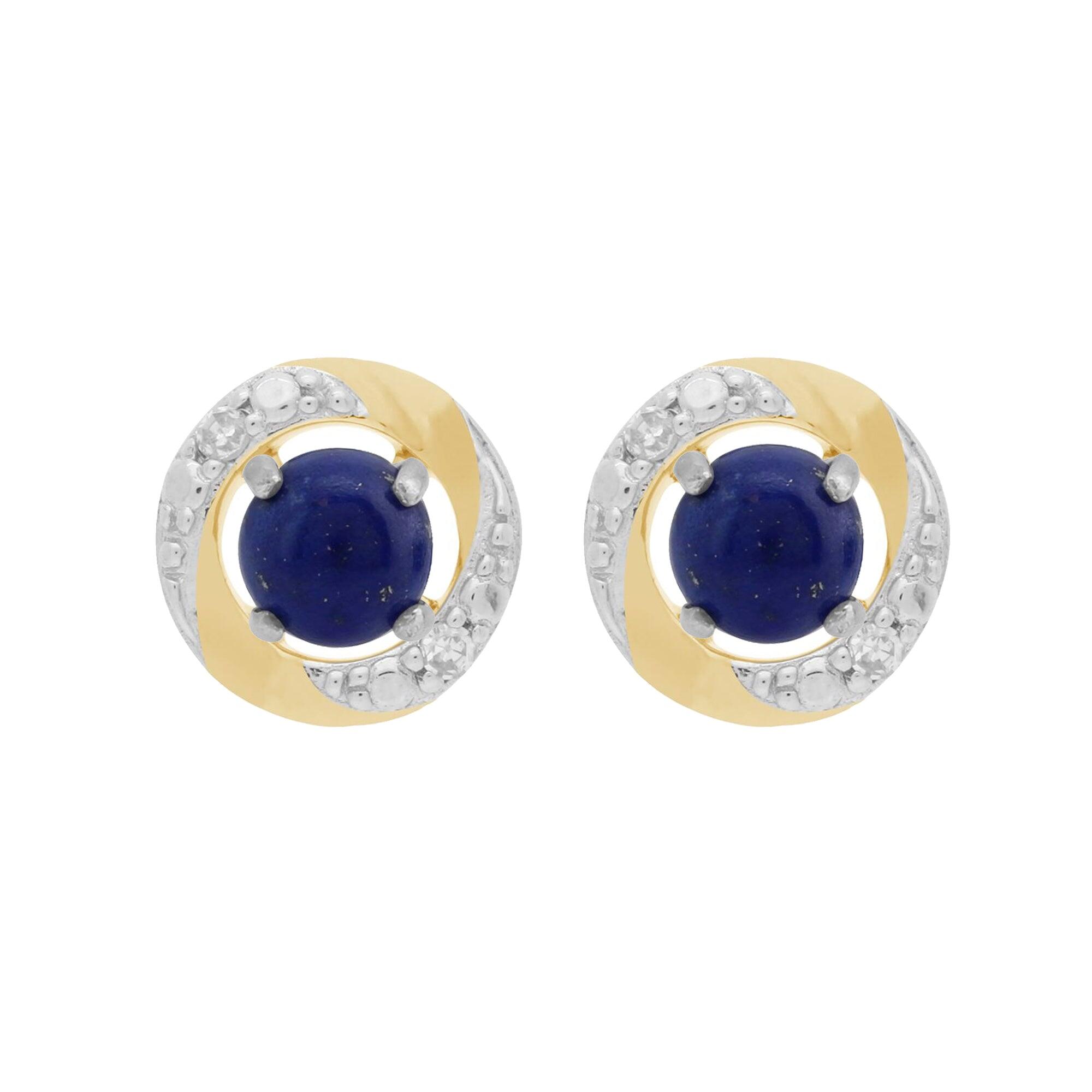 9ct White Gold Lapis Lazuli Stud Earrings with Detachable Diamond Halo Ear Jacket in 9ct Yellow Gold