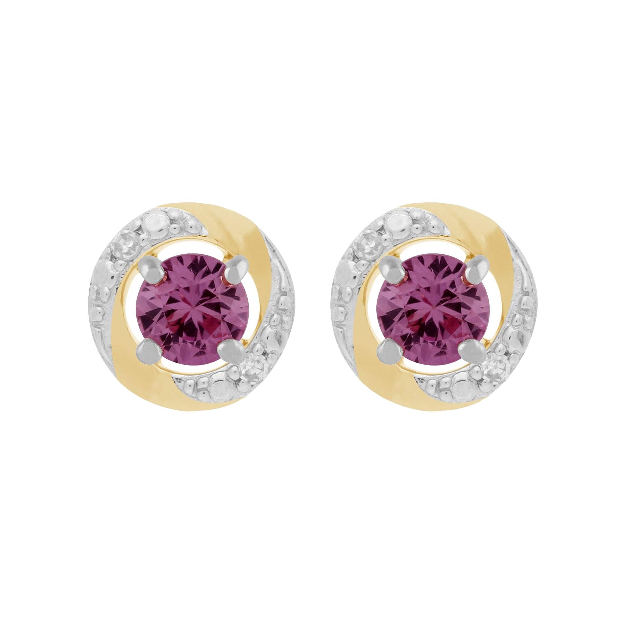 9ct White Gold Pink Sapphire Stud Earrings with Detachable Diamond Halo Ear Jacket in 9ct Yellow Gold