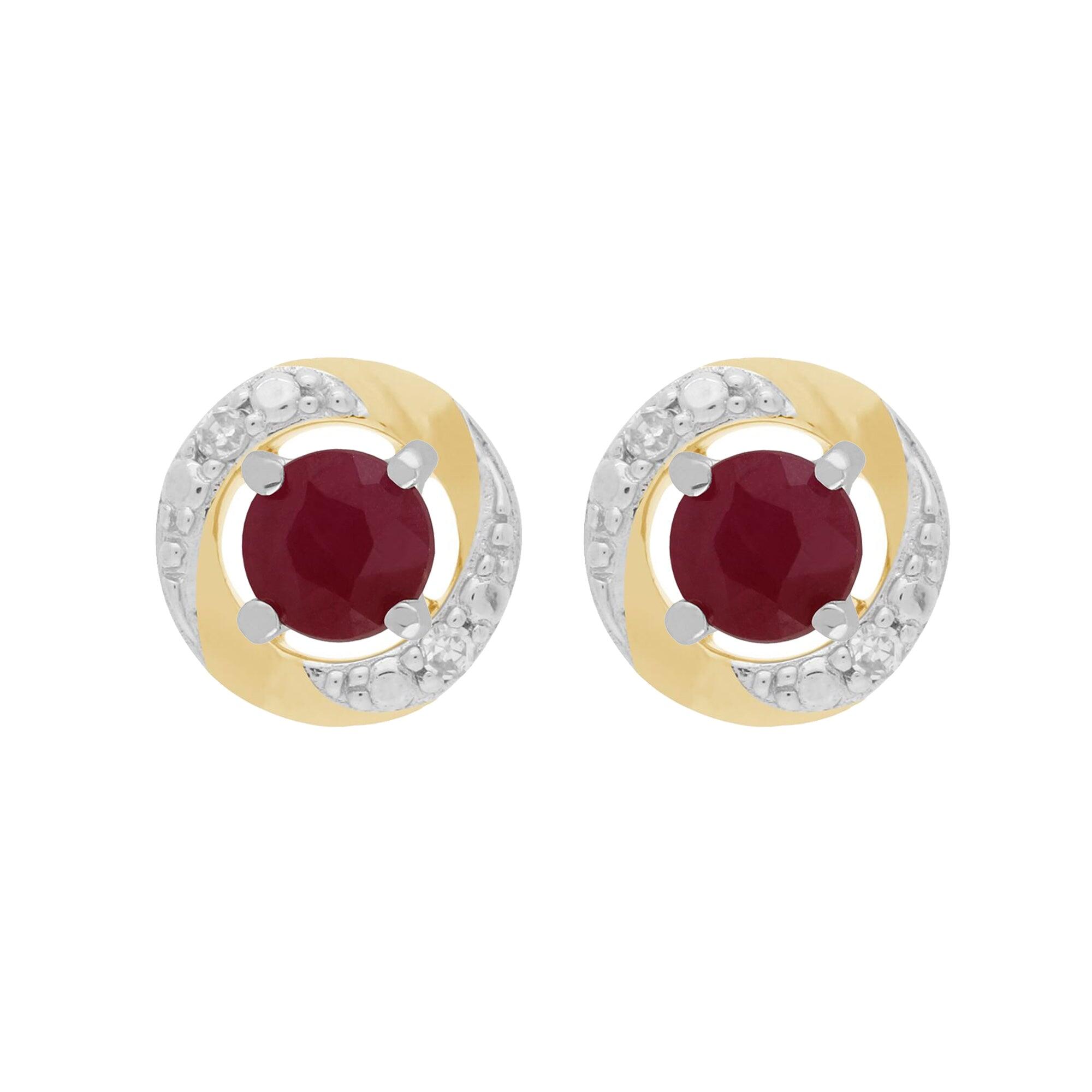 9ct White Gold Ruby Stud Earrings with Detachable Diamond Halo Ear Jacket in 9ct Yellow Gold
