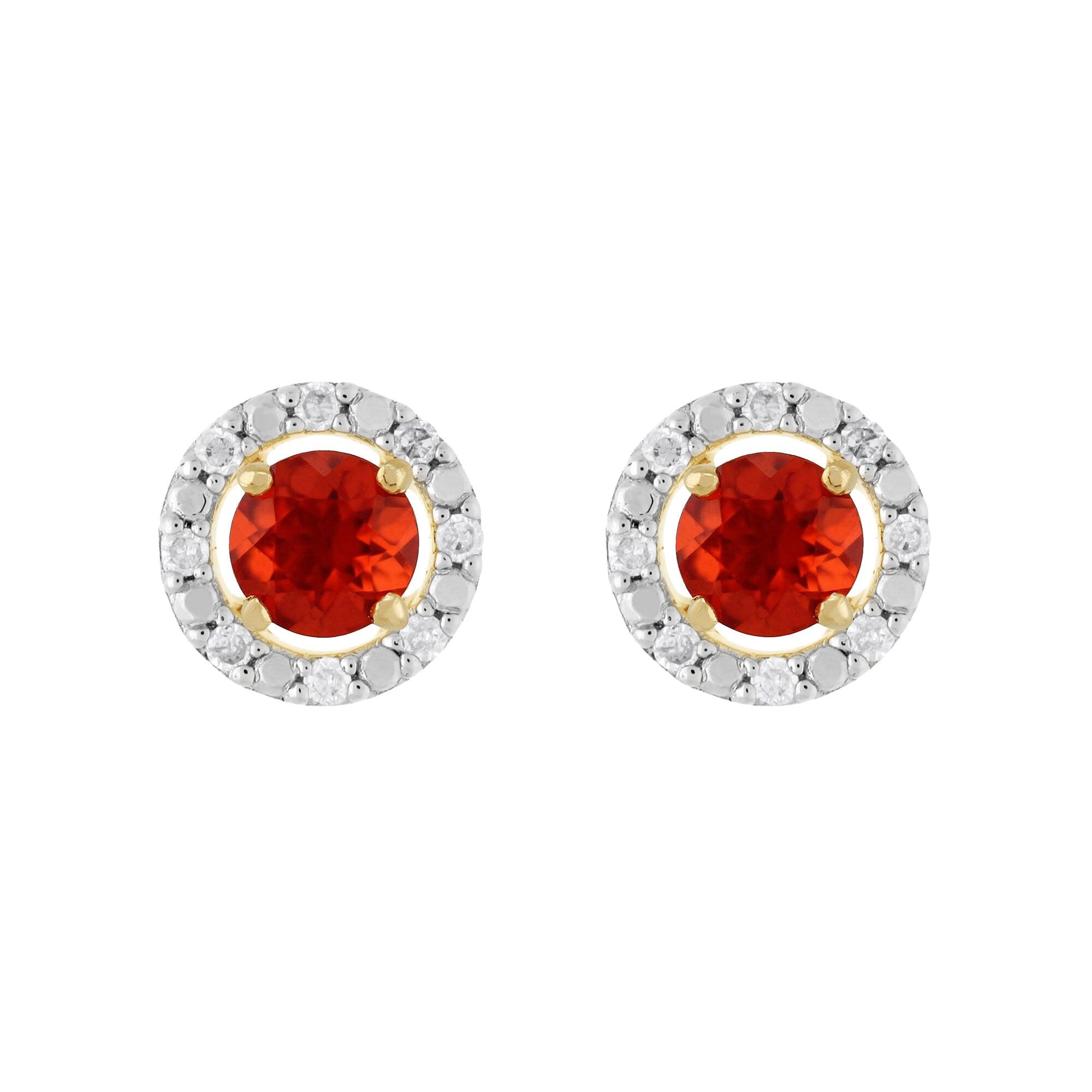 Classic Round Fire Opal Stud Earrings with Detachable Diamond Round Earrings Jacket Set in 9ct Yellow Gold