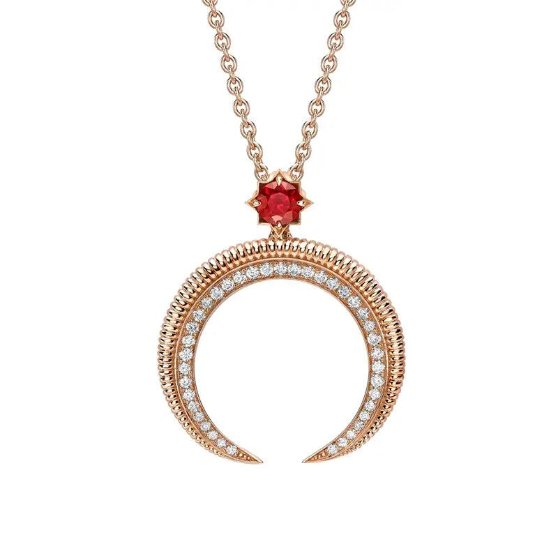 Faberge Colours of Love Hilal 18ct Rose Gold Ruby Diamond Pendant - Rose Gold