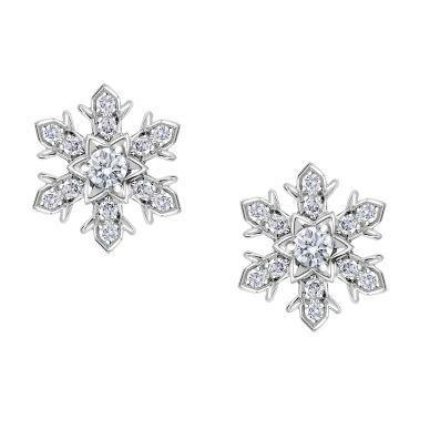Faberge Imperial 18ct White Gold Diamond Snowflake Stud Earrings