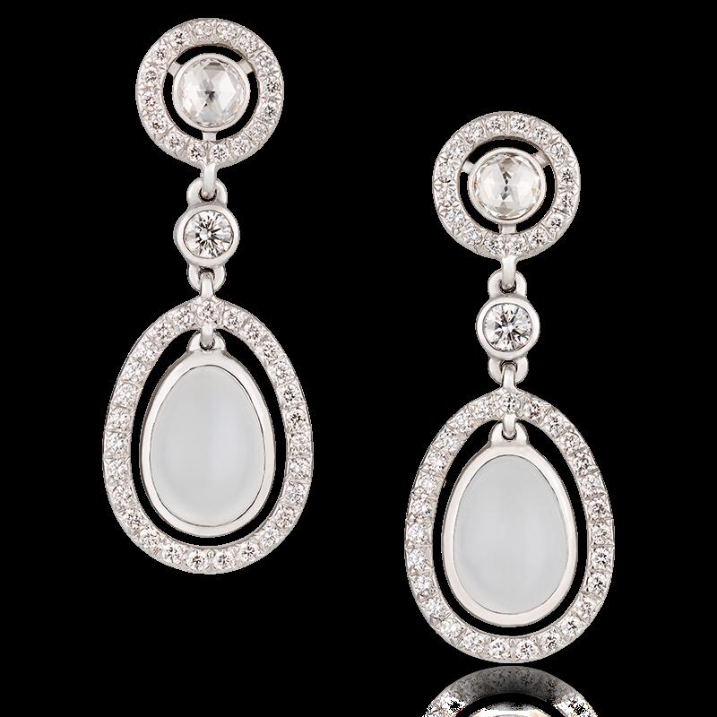 Faberge Imperial Sasha 18ct White Gold Moonstone Drop Earrings