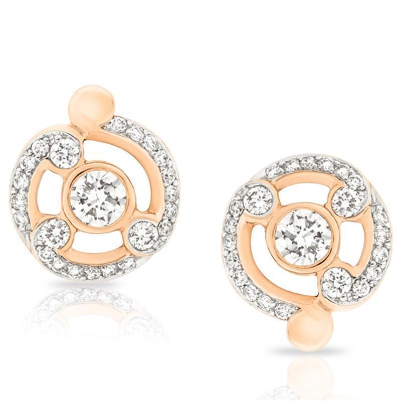 Faberge Rococo 18ct Rose Gold Diamond Pave Stud Earrings