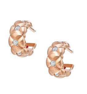 Faberge Treillage 18ct Brushed Rose Gold Diamond Hoop Earrings