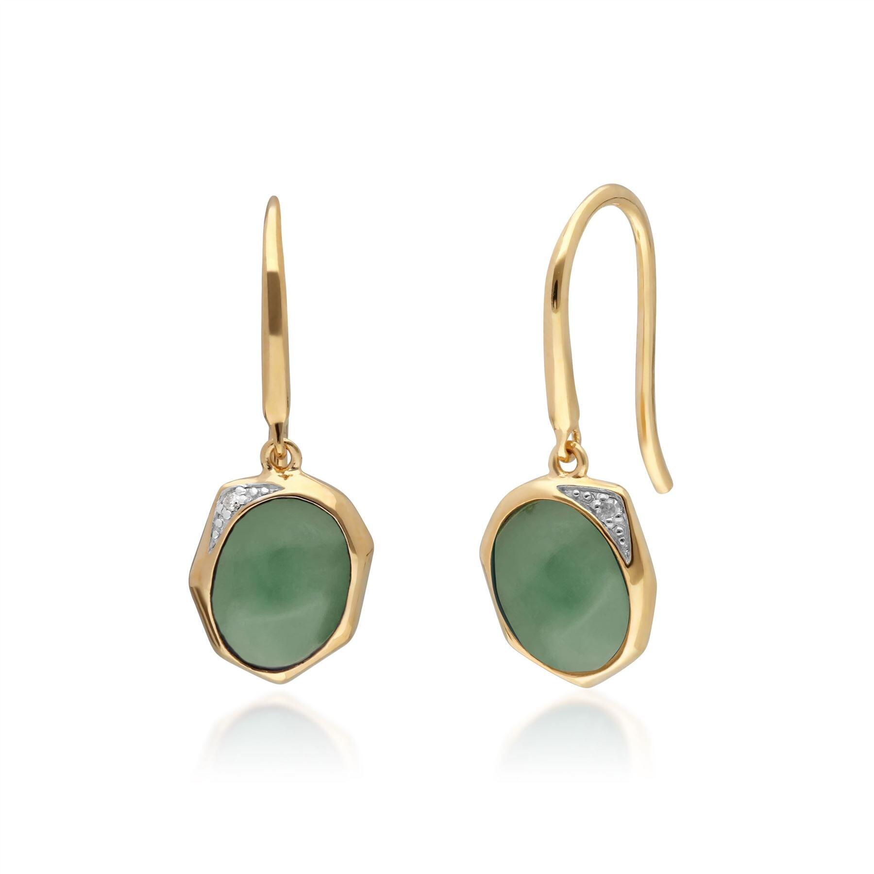 Irregular B Gem Jade & Diamond Drop Earrings