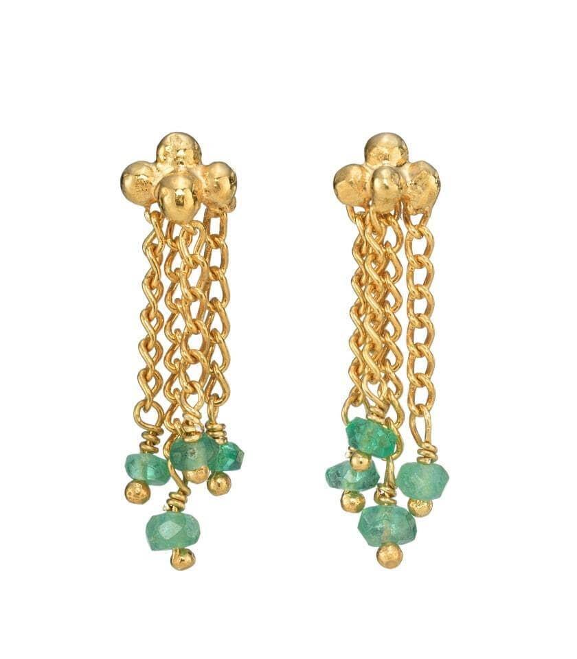 Kate Wood Small Emerald Nebula Chain Stud Earrings
