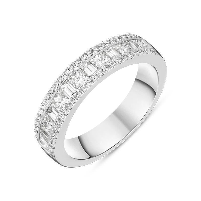 Platinum 1.08ct Diamond Triple Row Wedding Half Eternity Ring - L