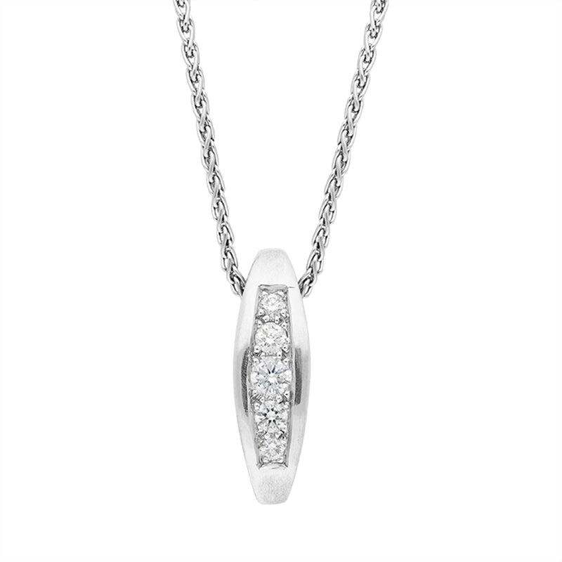 Platinum Diamond Pave Set Elongated Necklace D - Platinum