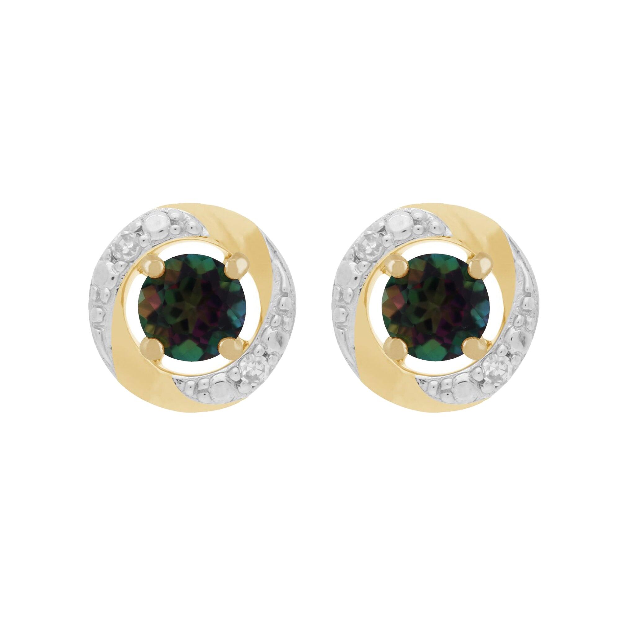 Round Mystic Topaz Stud Earrings with Detachable Diamond Halo Jacket in 9ct  Gold