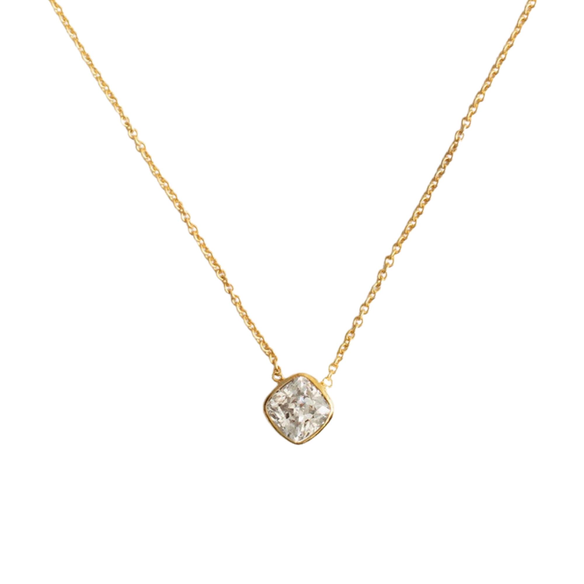Womens Lily Flo Jewellery Canopus Cushion Cut Diamond Necklace
