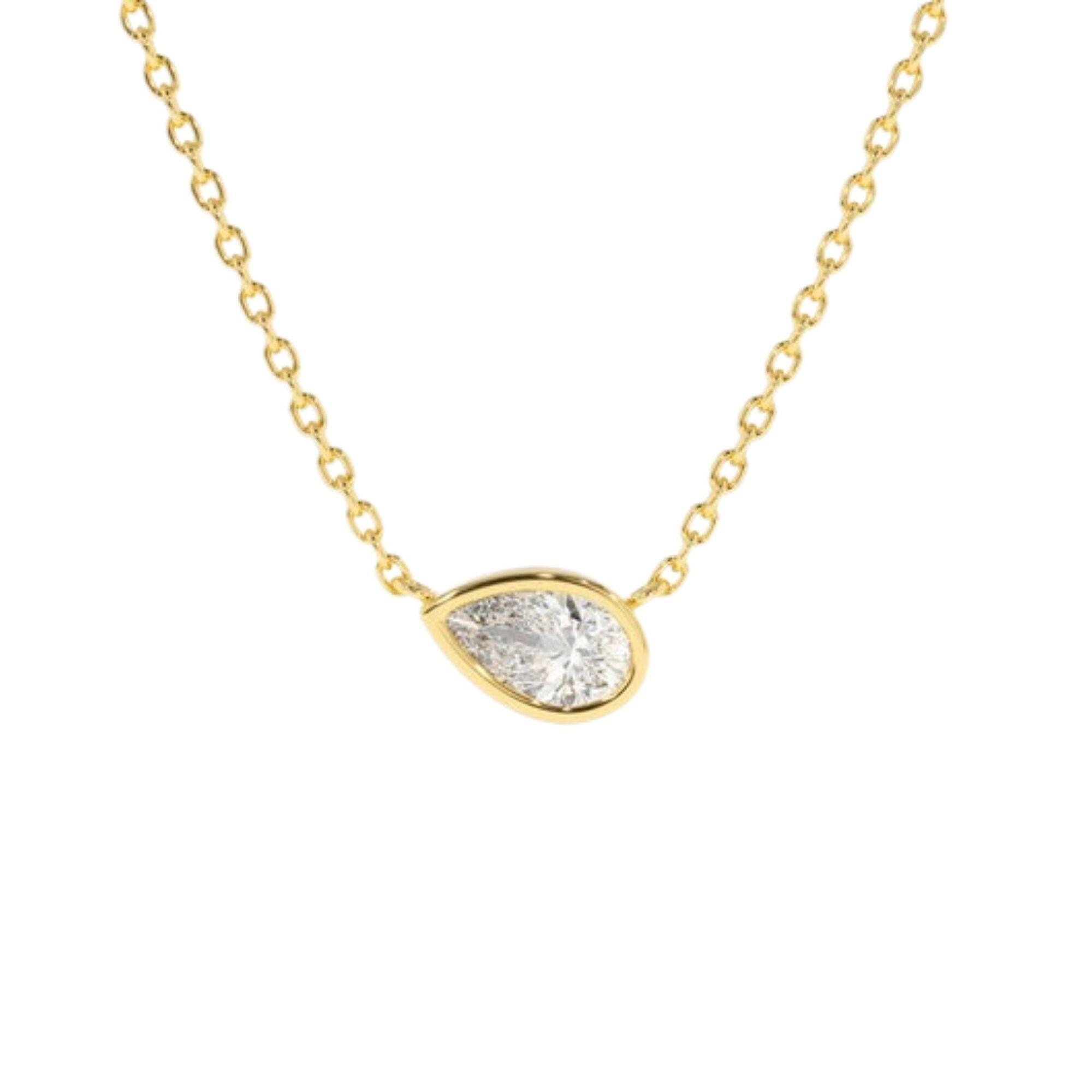 Womens Lily Flo Jewellery Cassiopeia Pear Diamond Necklace Sideways Set