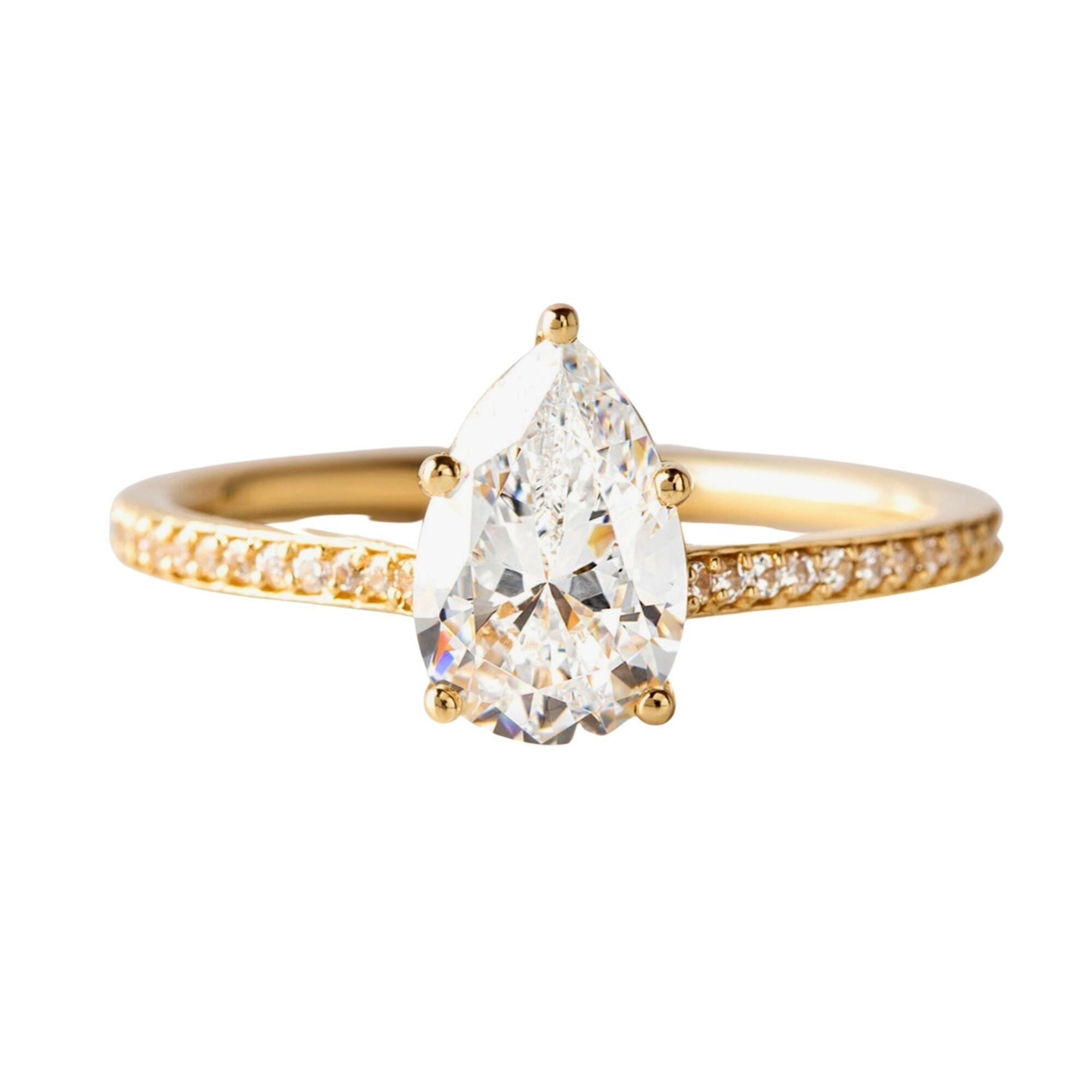 Womens Lily Flo Jewellery Cassiopeia Pear Diamond Pave Claw Set Ring