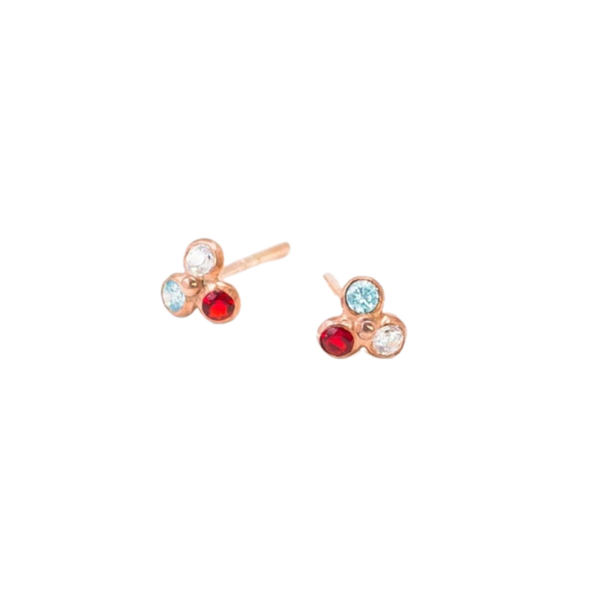 Womens Lily Flo Jewellery Circinius Tripple Birthstone Stud Earrings