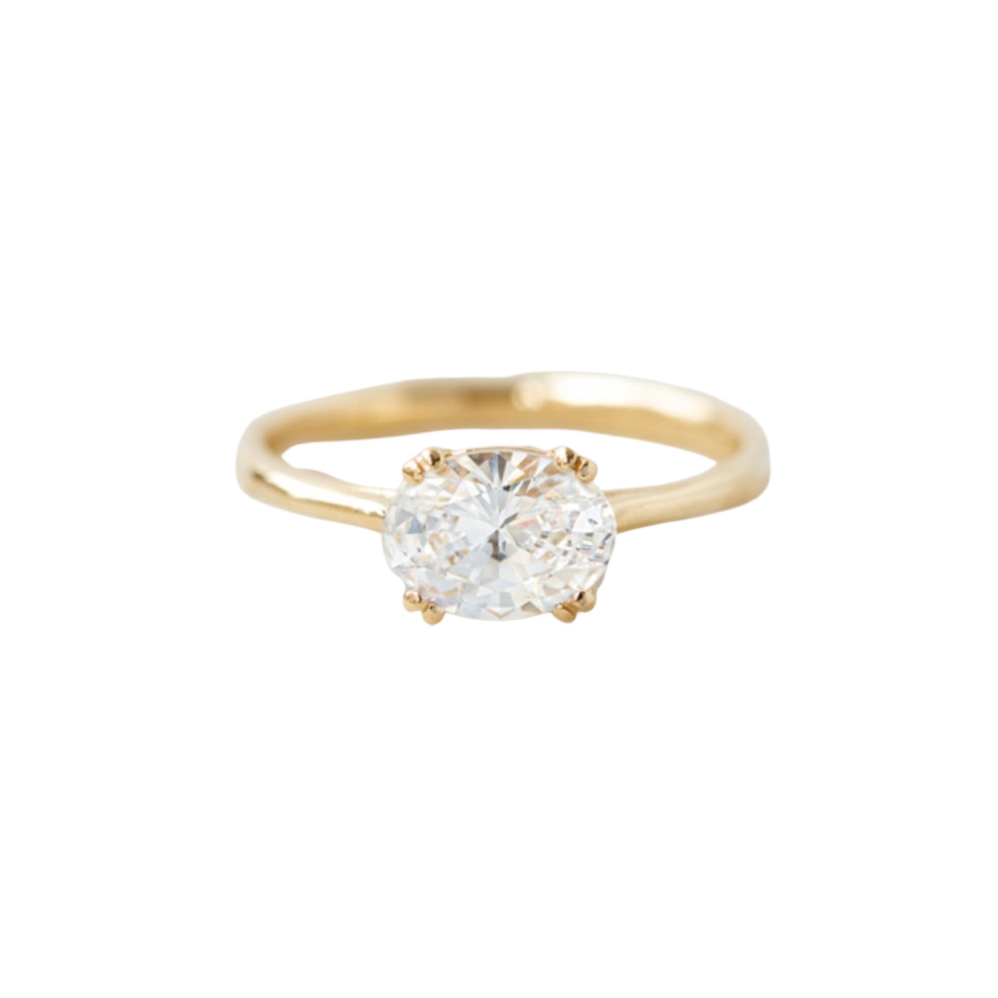 Womens Lily Flo Jewellery Corona Oval Diamond East West Claw Ring