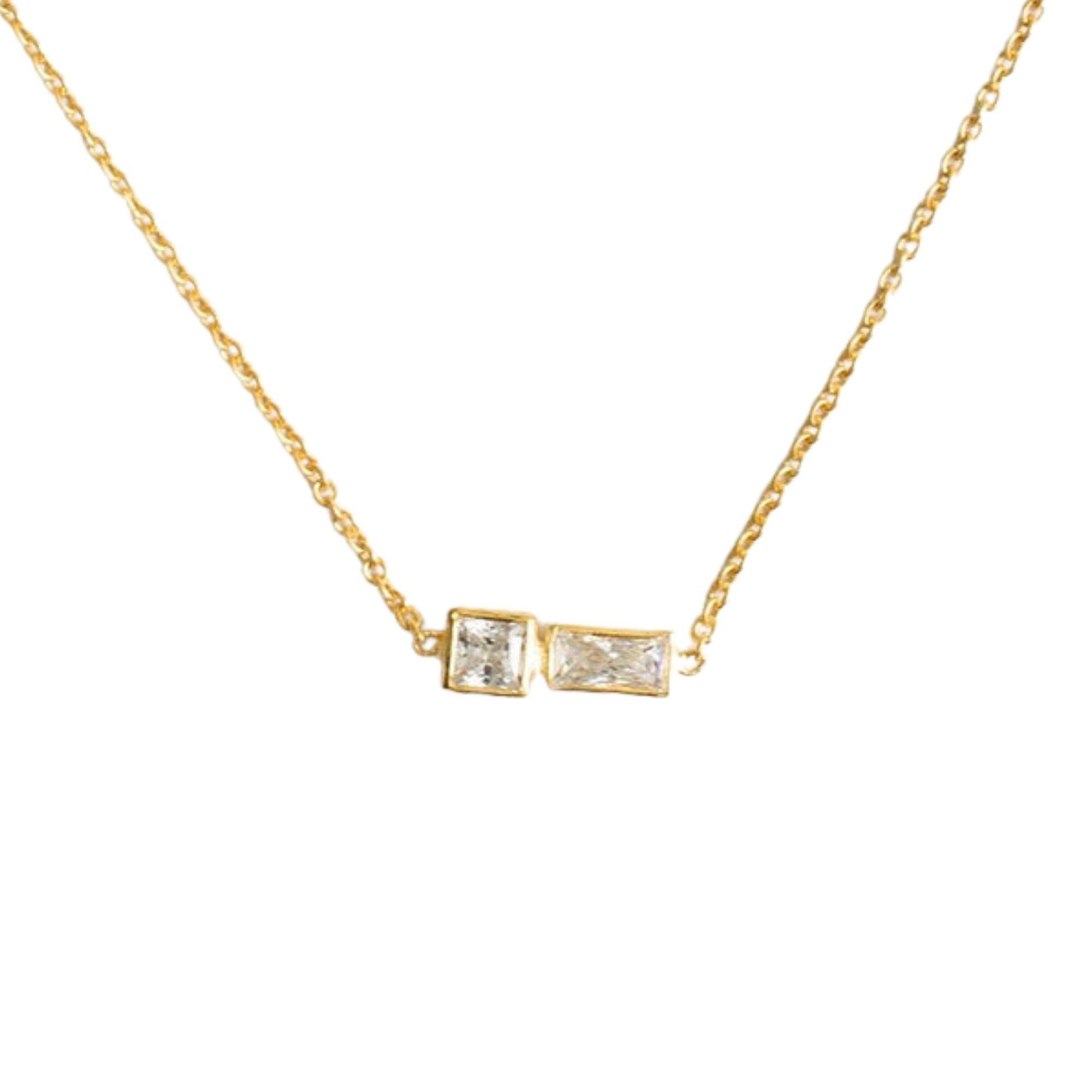 Womens Lily Flo Jewellery Kaliedoscope Princess and Baguette Horizontal Diamond Necklace
