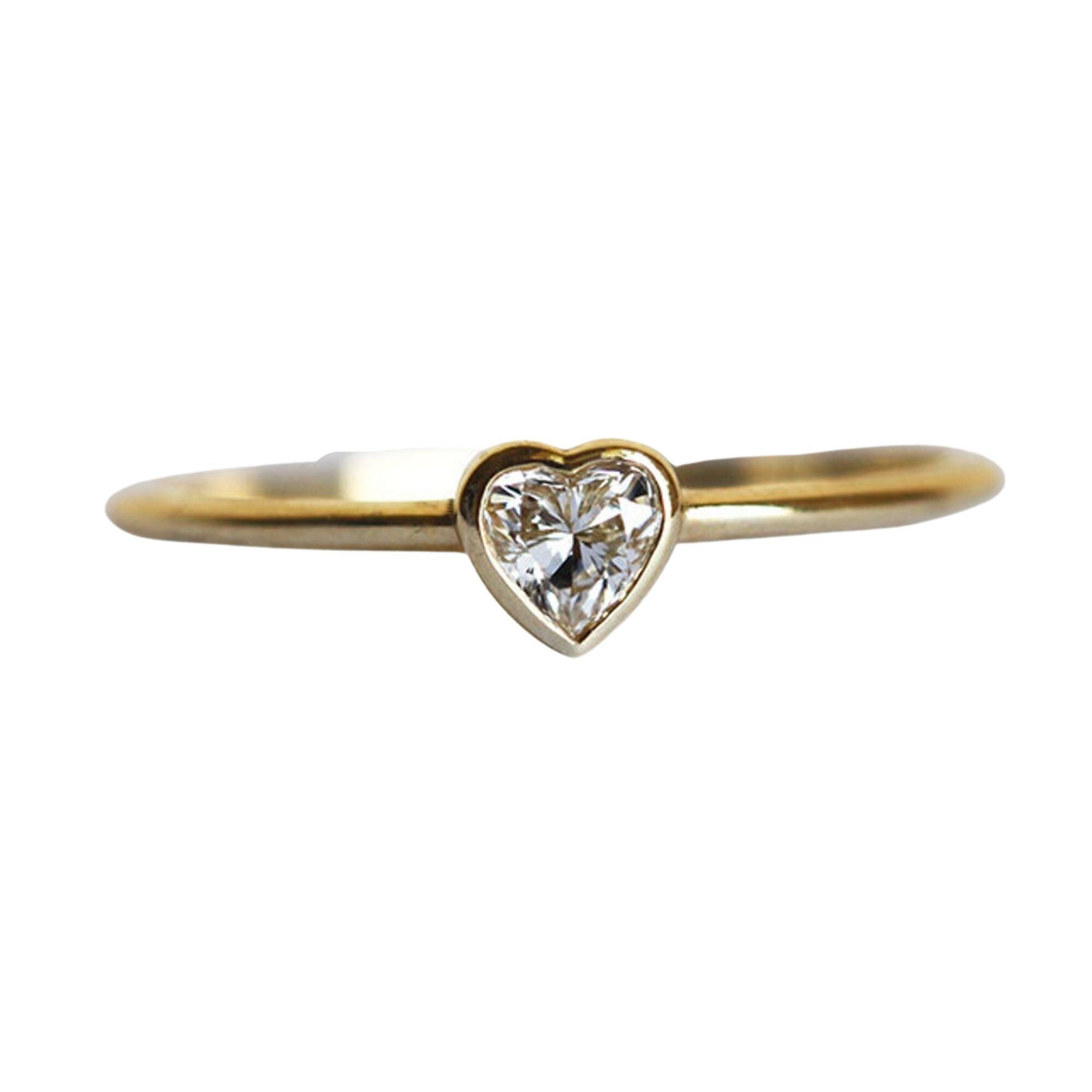 Womens Lily Flo Jewellery Nebula Heart Diamond Stacking Ring Size Large