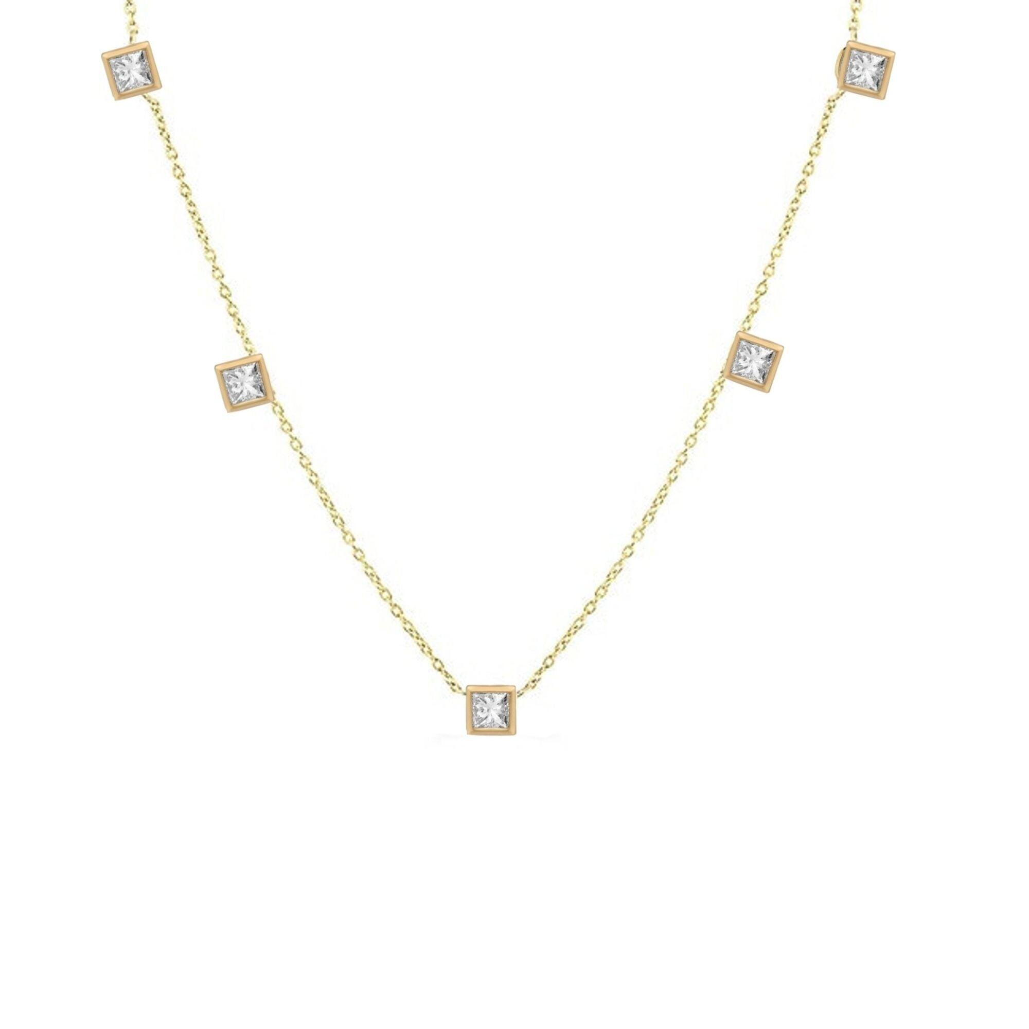 Womens Lily Flo Jewellery Pegasus 5 Princess Cut Diamond Droplet Necklace