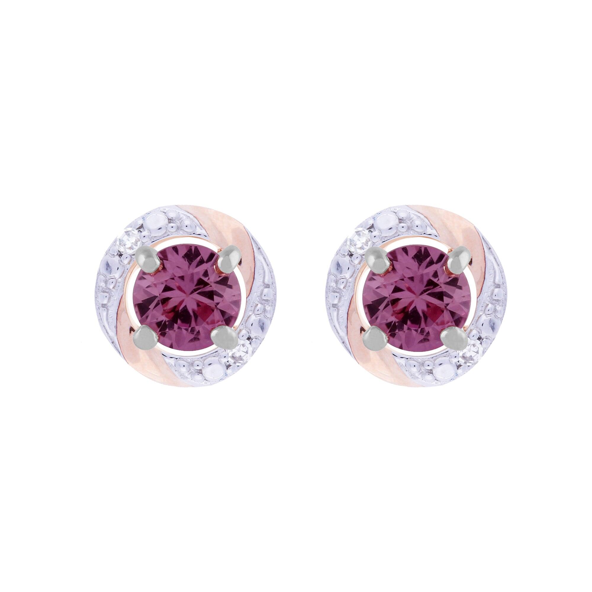 Classic Round Pink Sapphire Stud Earrings with Detachable Diamond Round Earrings Jacket Set in 9ct White Gold