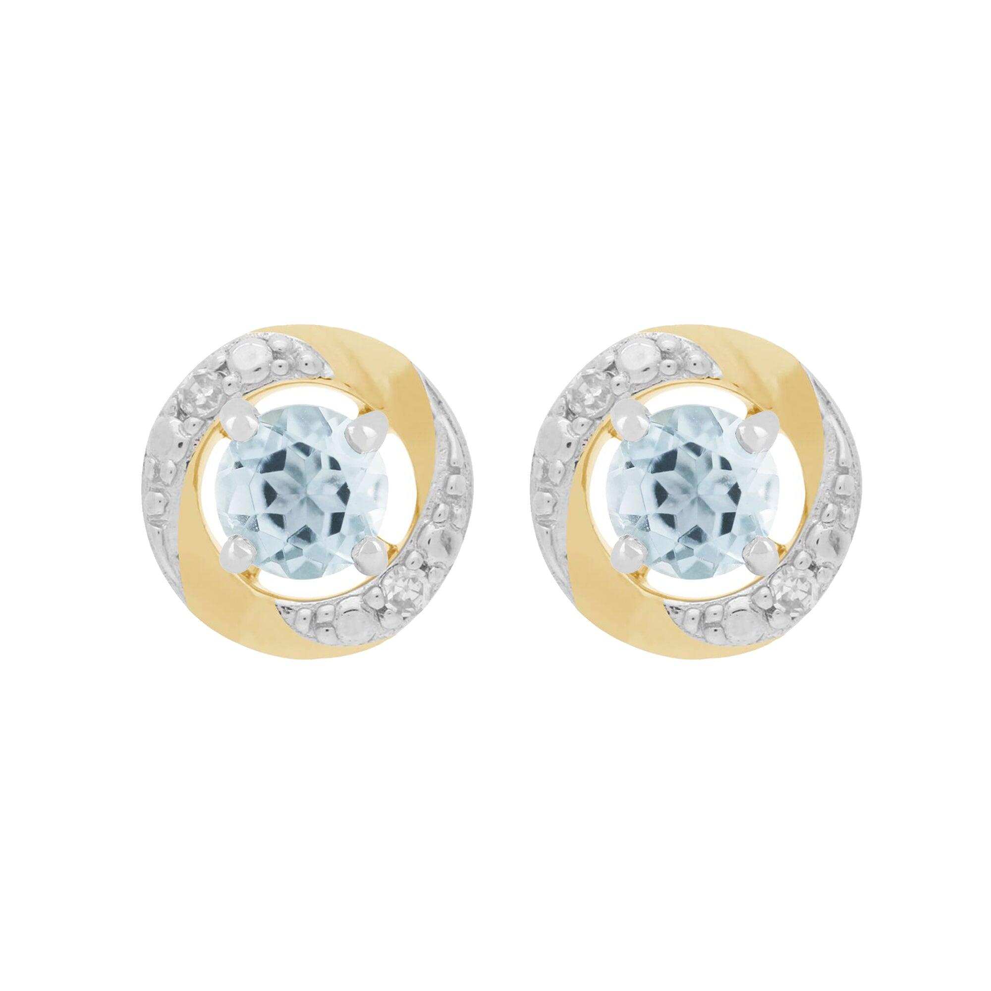 9ct White Gold Aquamarine Stud Earrings with Detachable Diamond Halo Ear Jacket in 9ct Yellow Gold
