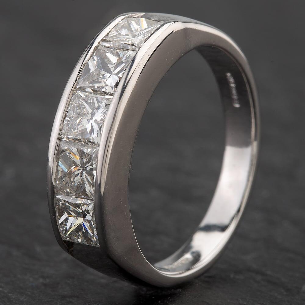 Pre-Owned Platinum Princess Cut Diamond Half Eternity Ring 4328424