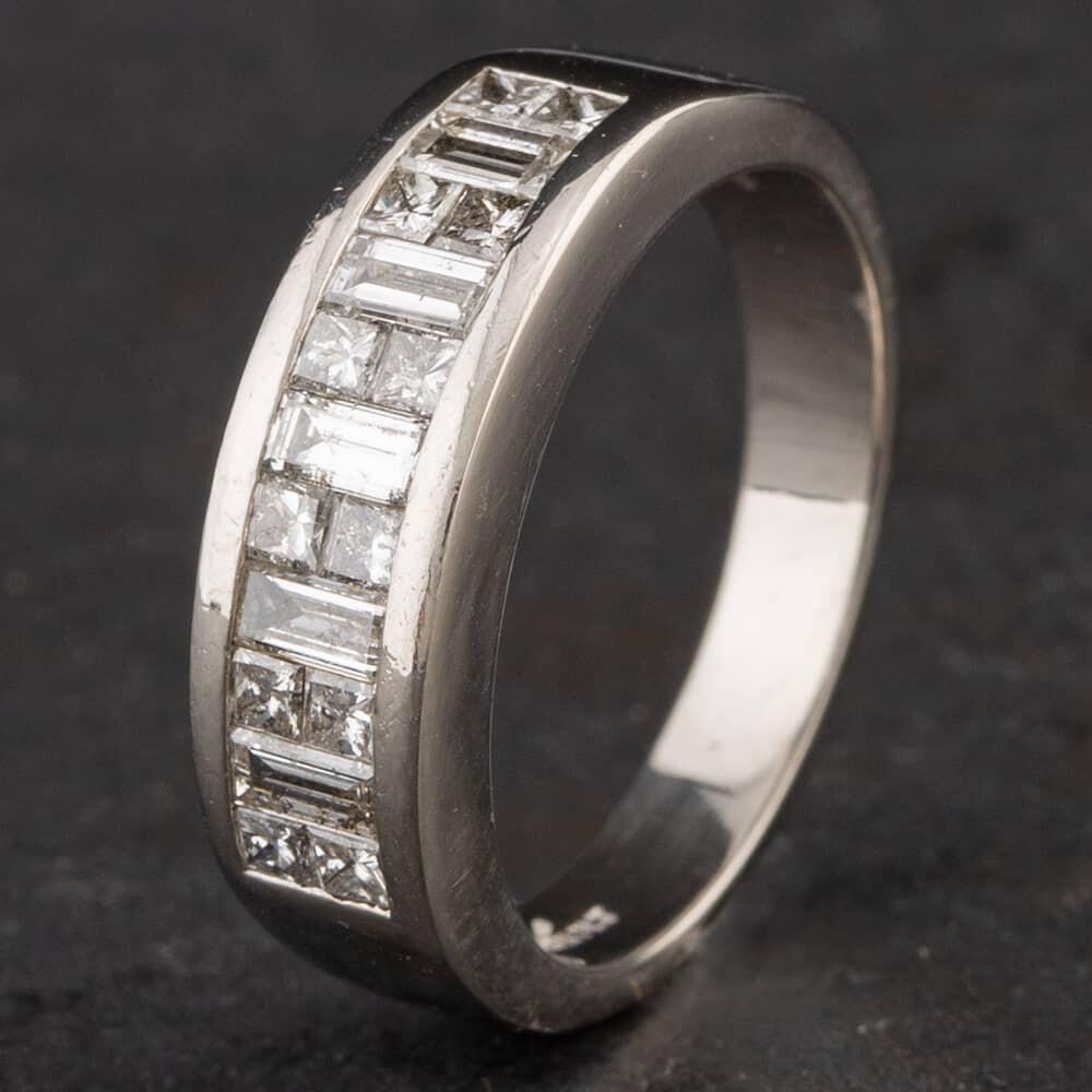 Pre-Owned Platinum Baguette & Brilliant Cut Diamond Half Eternity Ring 4148607