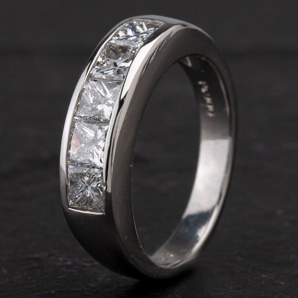 Pre-Owned Platinum Princess Cut Five Stone Diamond Ring 4328504