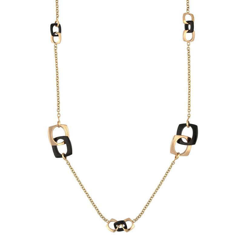 18ct Rose Gold Whitby Jet 0.03ct Diamond Necklace - Default Title / Rose Gold