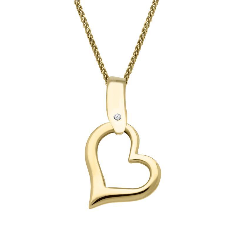 9ct Yellow Gold Diamond Open Heart Necklace