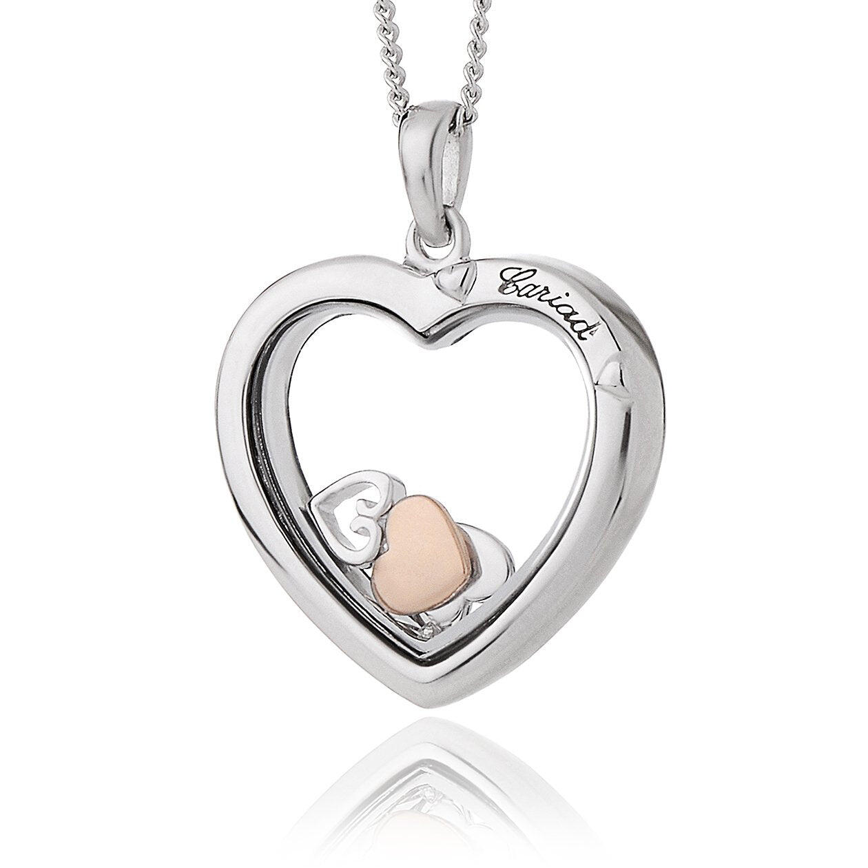 Clogau Cariad Inner Charm Sterling Silver Heart Necklace - Default / Silver