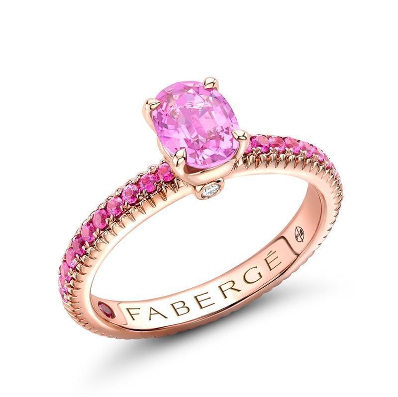 Faberge Colours of Love 18ct Rose Gold Pink Sapphire Fluted Ring - Default Title / Rose Gold