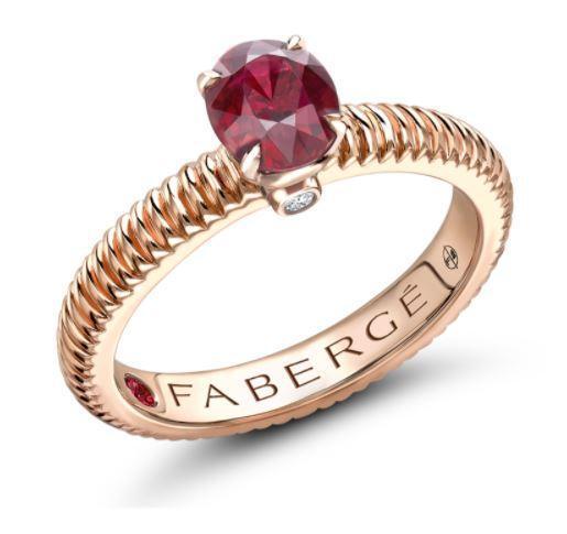 Faberge Colours of Love 18ct Rose Gold Ruby Diamond Fluted Ring - Default Title / Rose Gold