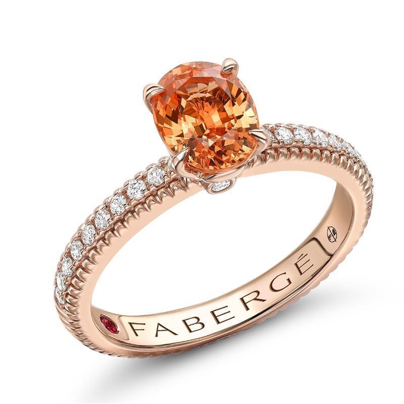 Faberge Colours of Love 18ct Rose Gold Spessartite Diamond Fluted Ring - Default Title / Rose Gold