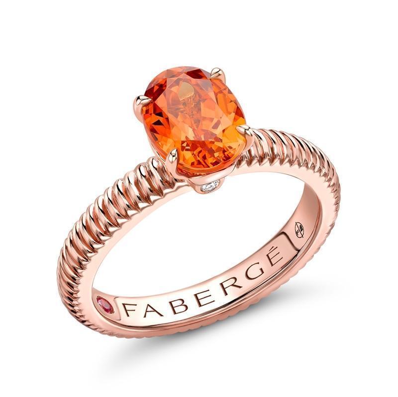 Faberge Colours of Love 18ct Rose Gold Spessartite Fluted Ring - Default Title / Gold