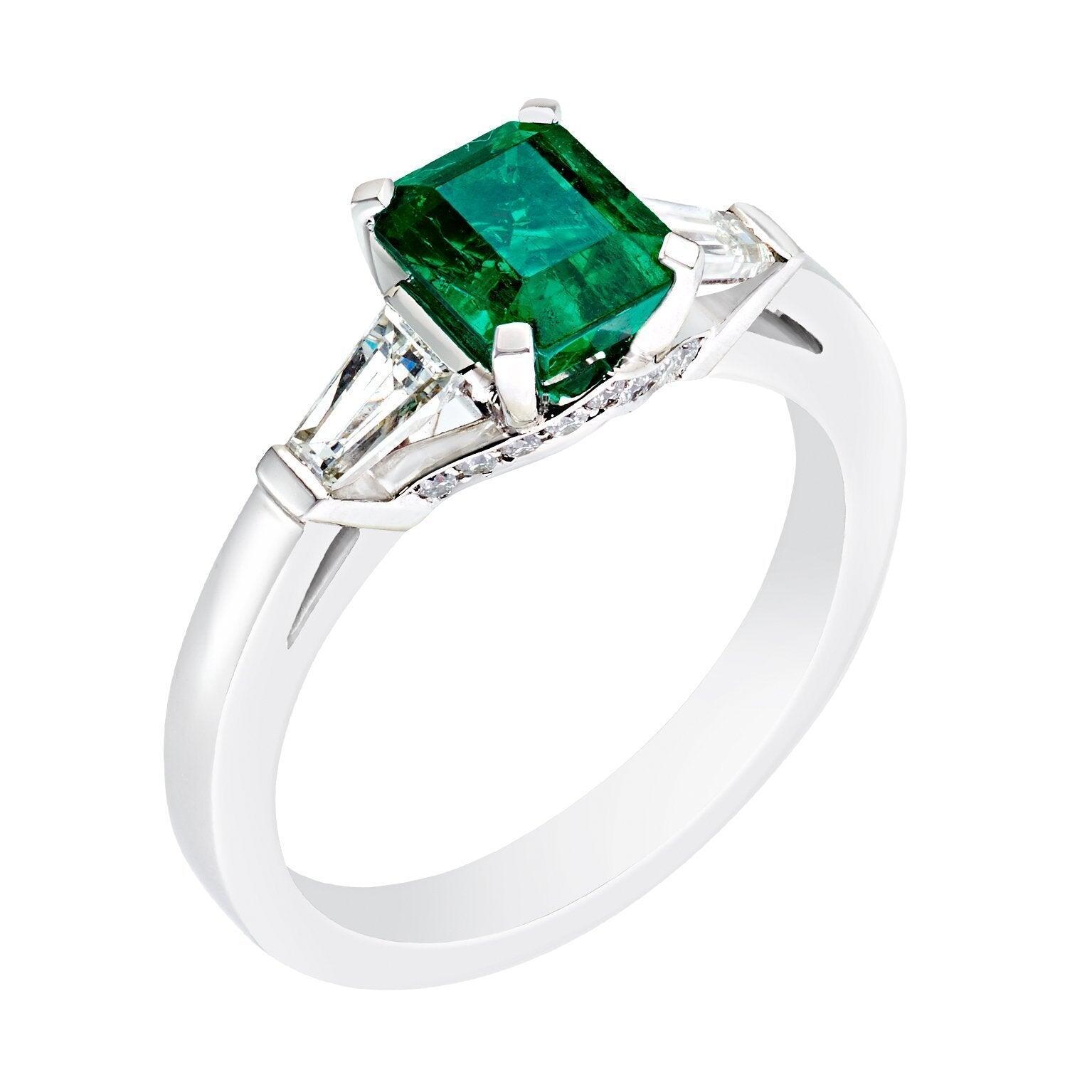 Faberge Colours of Love Platinum Emerald Step Cut Ring - Default Title / Silver