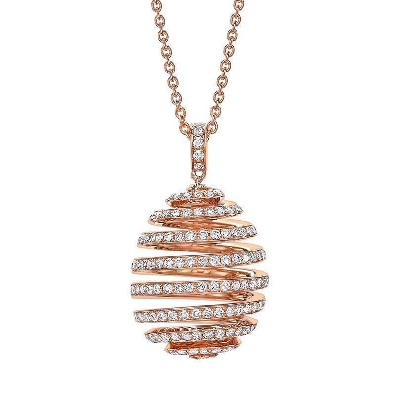 Faberge Essence Spiral 18ct Rose Gold Diamond Pendant - Default Title / Silver
