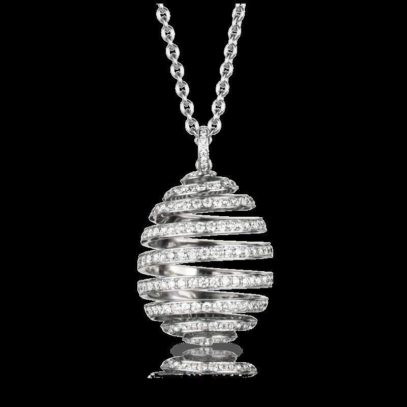 Faberge Essence Spiral 18ct White Gold Diamond Pendant